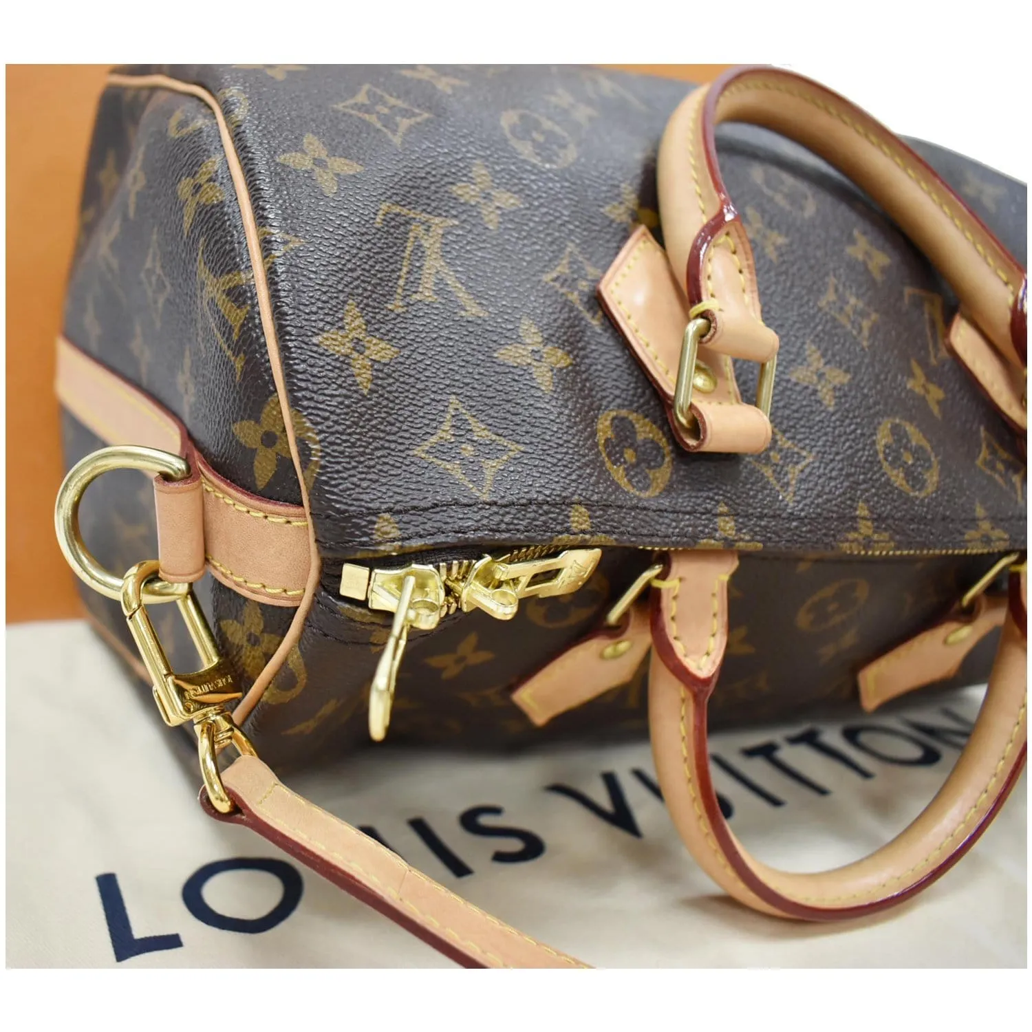LOUIS VUITTON Speedy 30 Bandouliere Monogram Canvas Shoulder Bag Brown