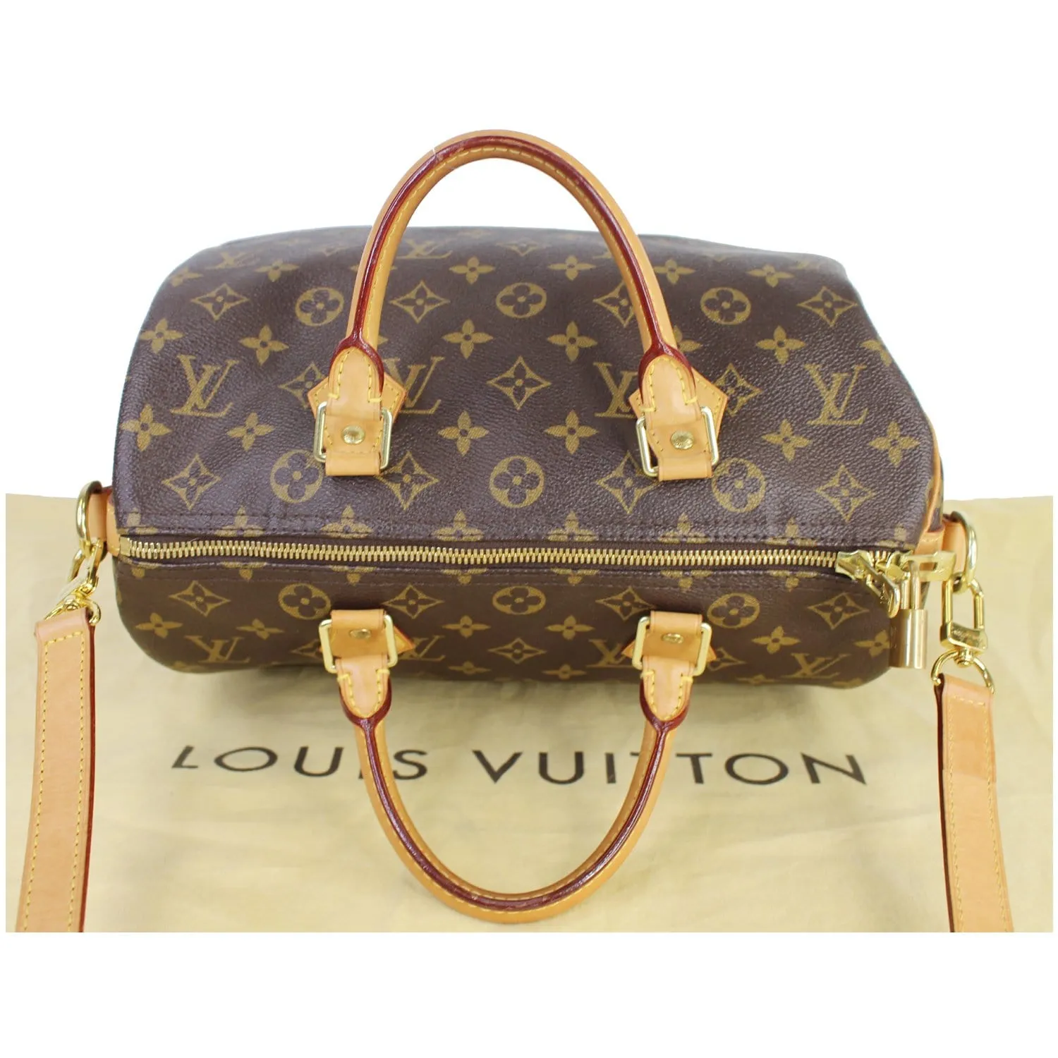 LOUIS VUITTON Speedy 30 Bandouliere Monogram Canvas Shoulder Bag Brown