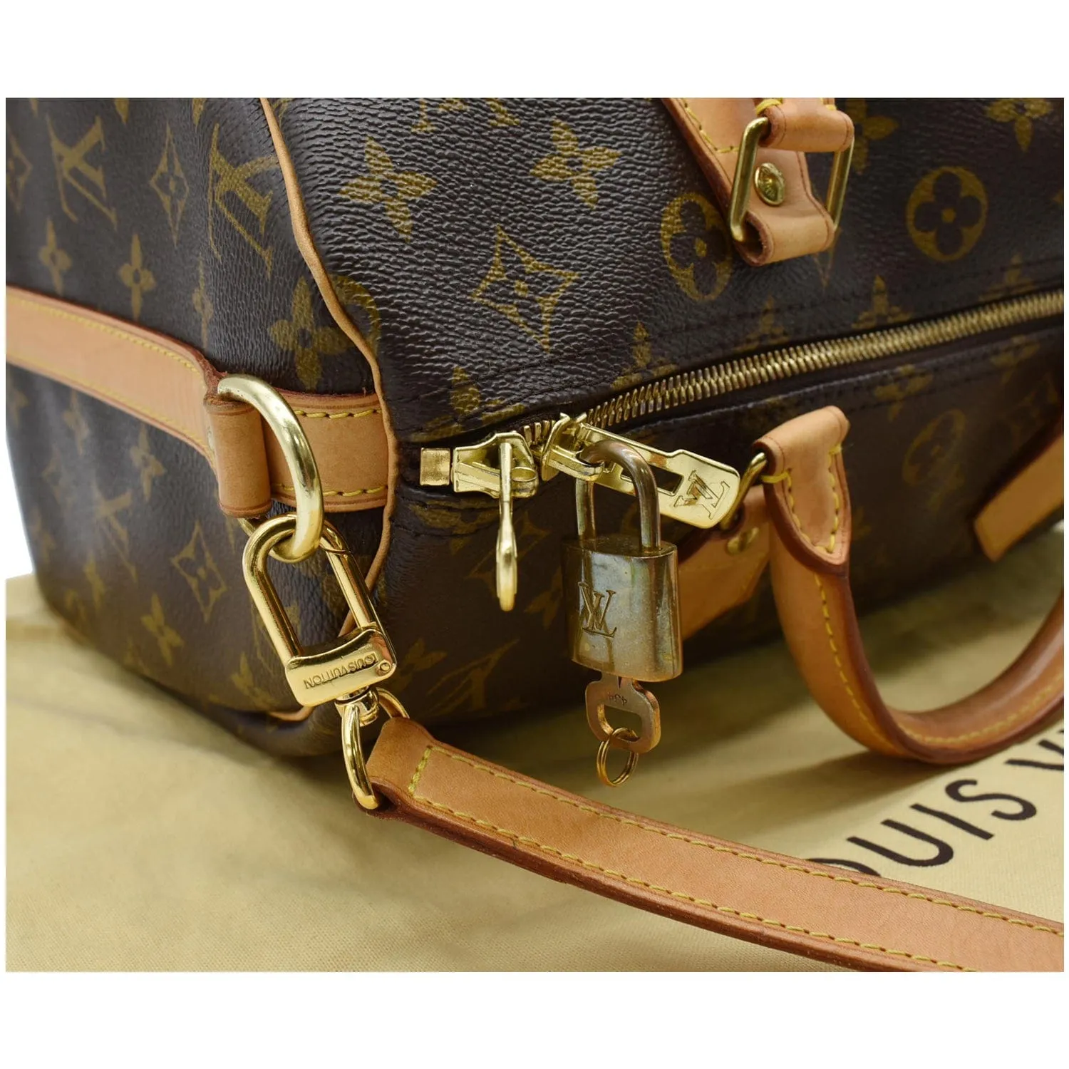 LOUIS VUITTON Speedy 30 Bandouliere Monogram Canvas Shoulder Bag Brown