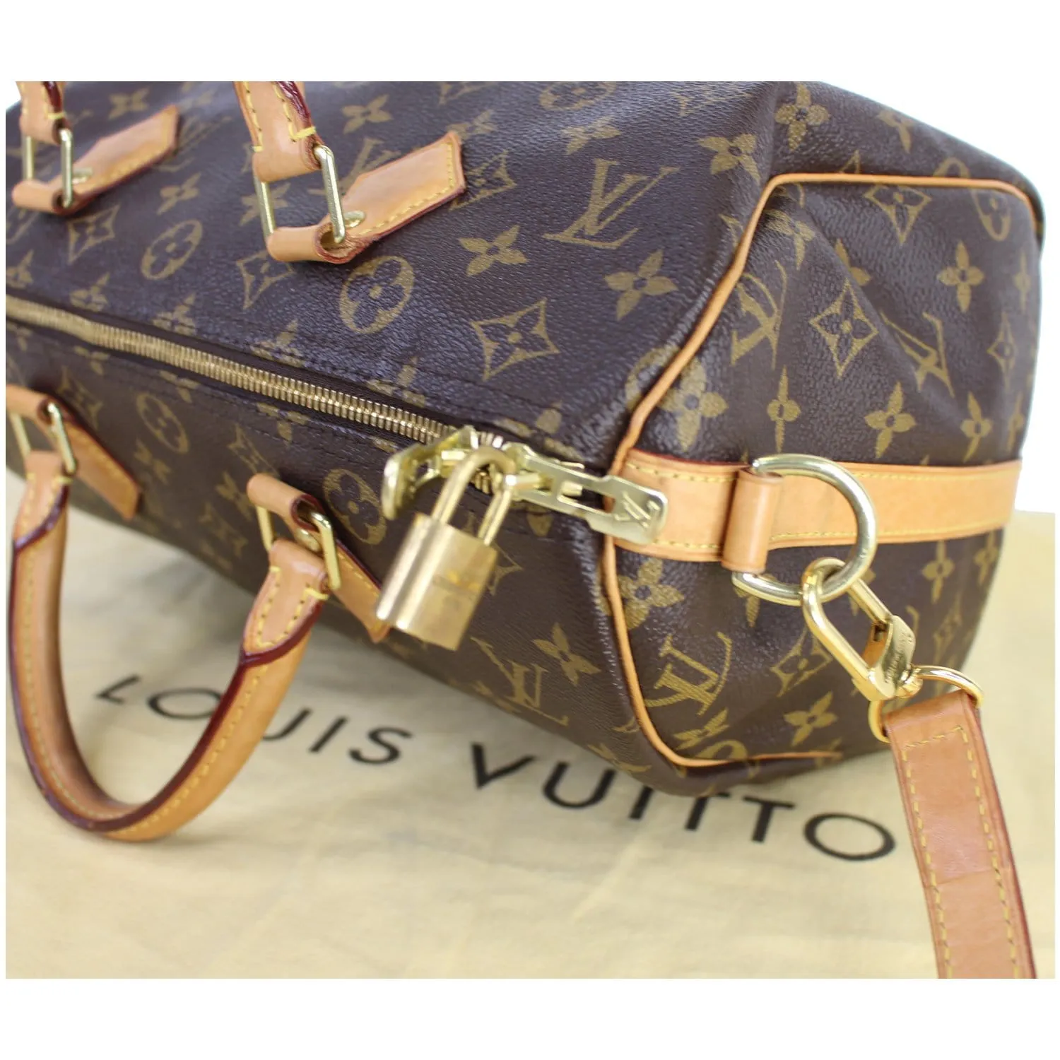LOUIS VUITTON Speedy 30 Bandouliere Monogram Canvas Shoulder Bag Brown