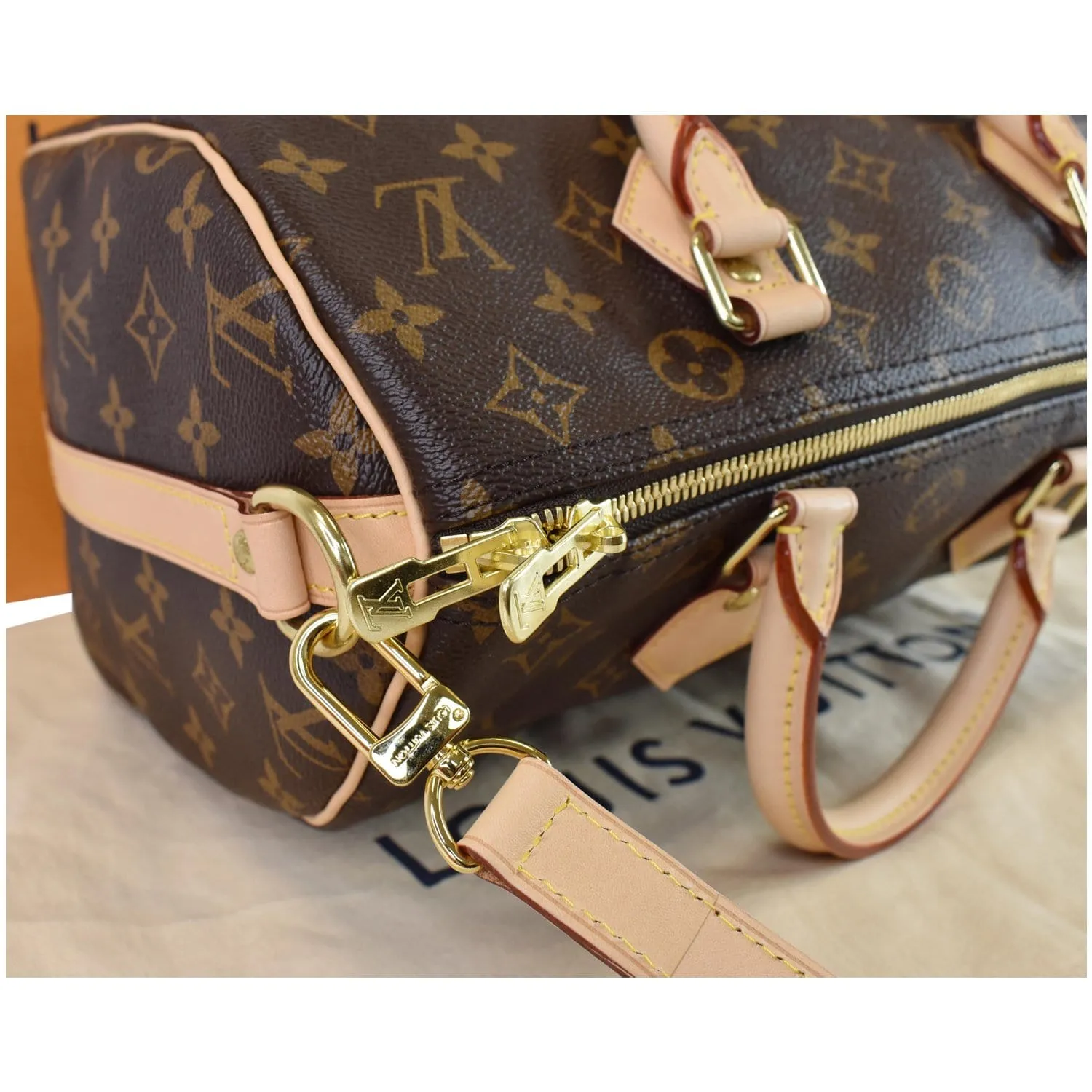 LOUIS VUITTON Speedy 30 Bandouliere Monogram Canvas Shoulder Bag Brown