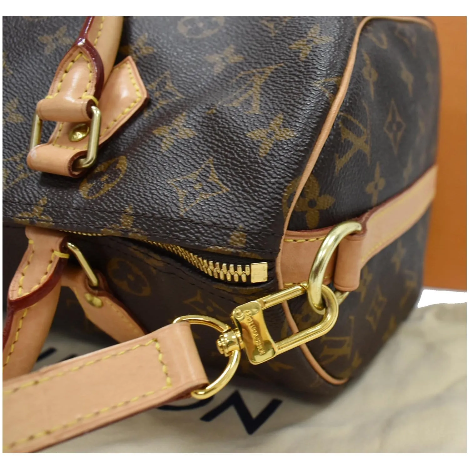 LOUIS VUITTON Speedy 30 Bandouliere Monogram Canvas Shoulder Bag Brown