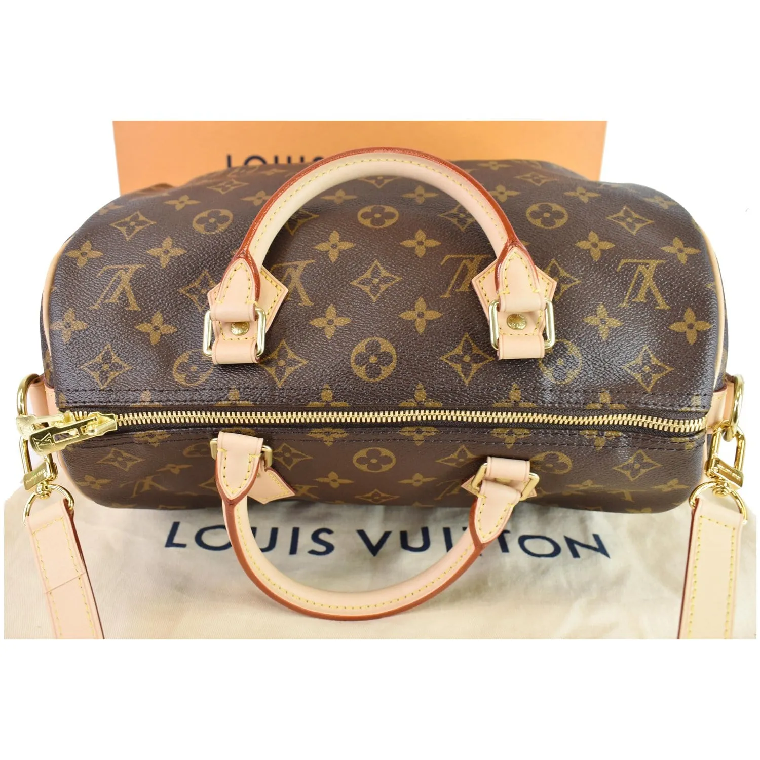 LOUIS VUITTON Speedy 30 Bandouliere Monogram Canvas Shoulder Bag Brown