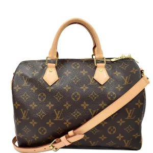LOUIS VUITTON Speedy 30 Bandouliere Monogram Canvas Shoulder Bag Brown