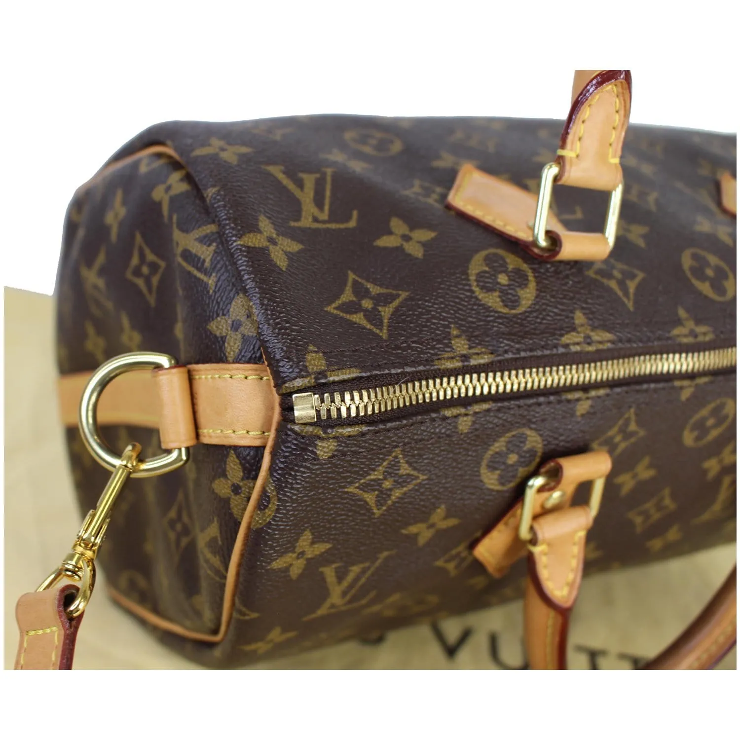 LOUIS VUITTON Speedy 30 Bandouliere Monogram Canvas Shoulder Bag Brown