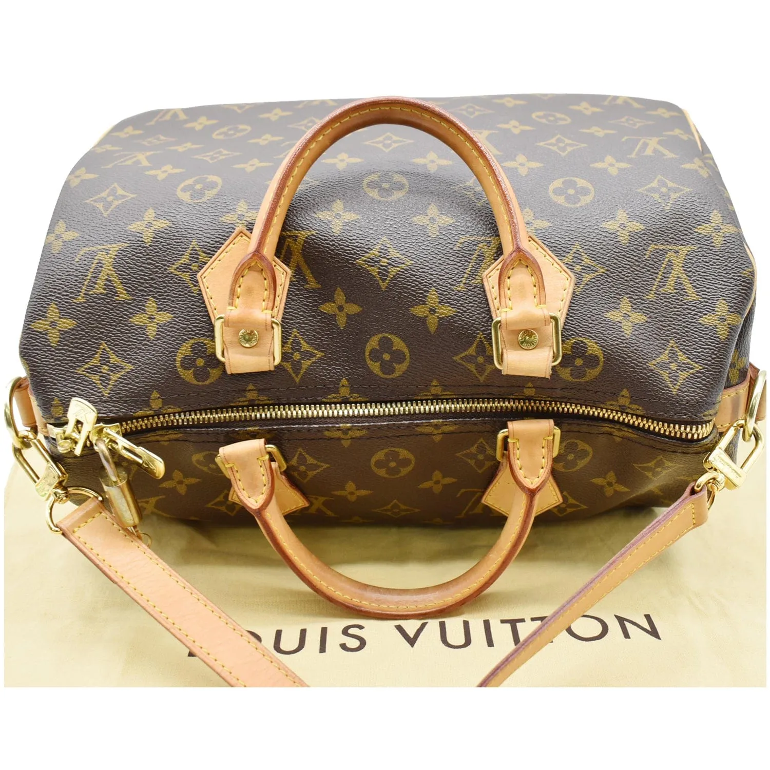 LOUIS VUITTON Speedy 30 Bandouliere Monogram Canvas Shoulder Bag Brown