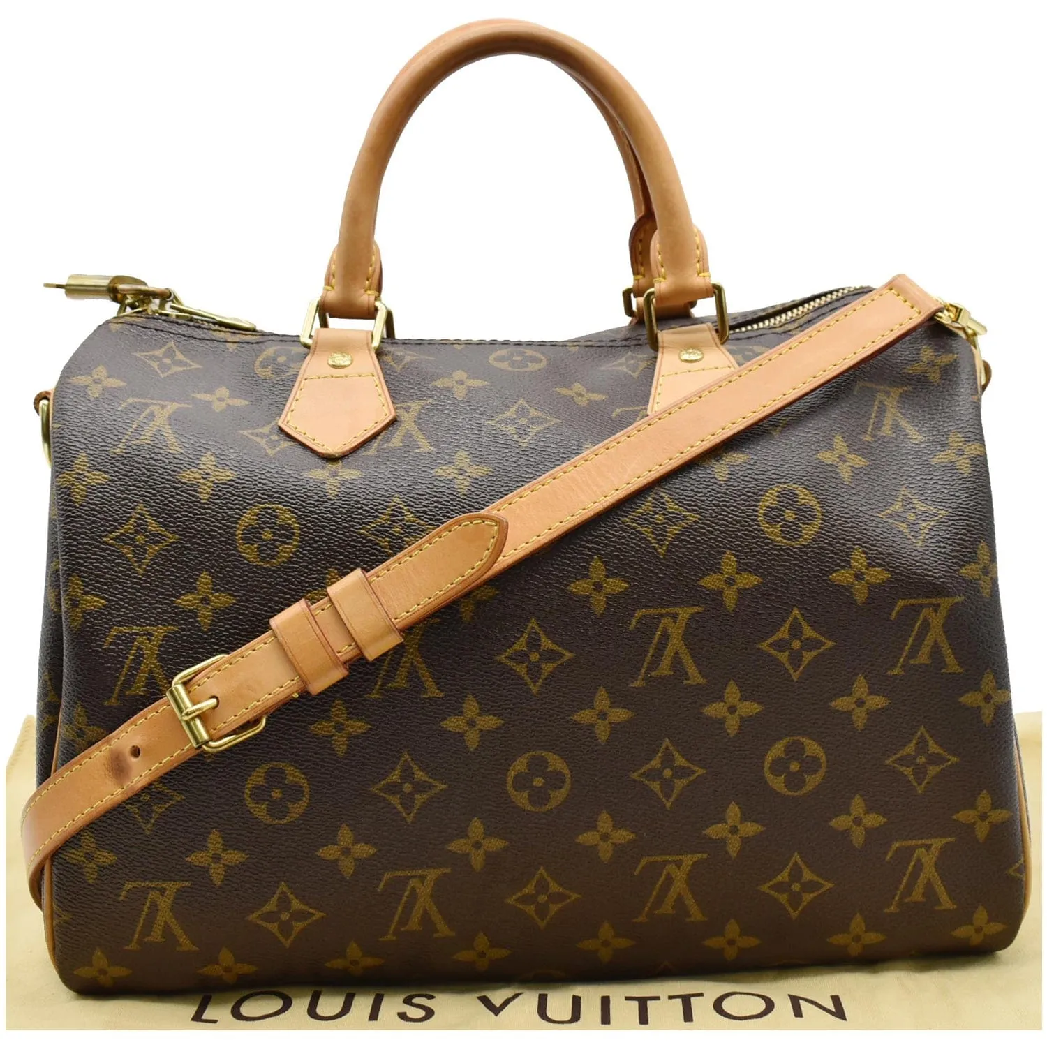 LOUIS VUITTON Speedy 30 Bandouliere Monogram Canvas Shoulder Bag Brown