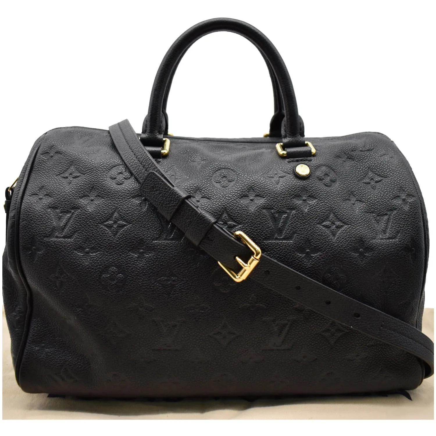 LOUIS VUITTON Speedy 30 Bandouliere Monogram Empreinte Leather Shoulder Bag Black