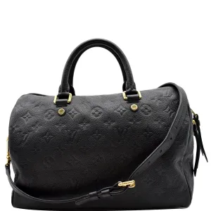 LOUIS VUITTON Speedy 30 Bandouliere Monogram Empreinte Leather Shoulder Bag Black