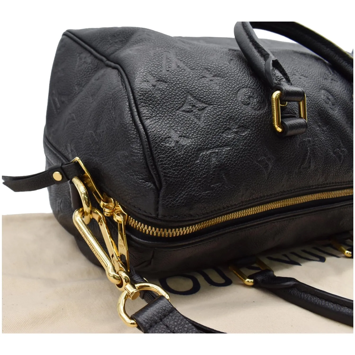 LOUIS VUITTON Speedy 30 Bandouliere Monogram Empreinte Leather Shoulder Bag Black