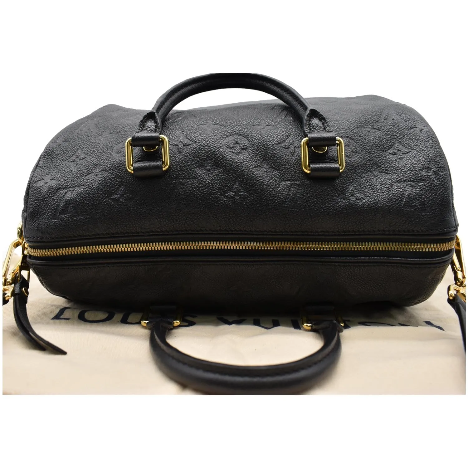 LOUIS VUITTON Speedy 30 Bandouliere Monogram Empreinte Leather Shoulder Bag Black