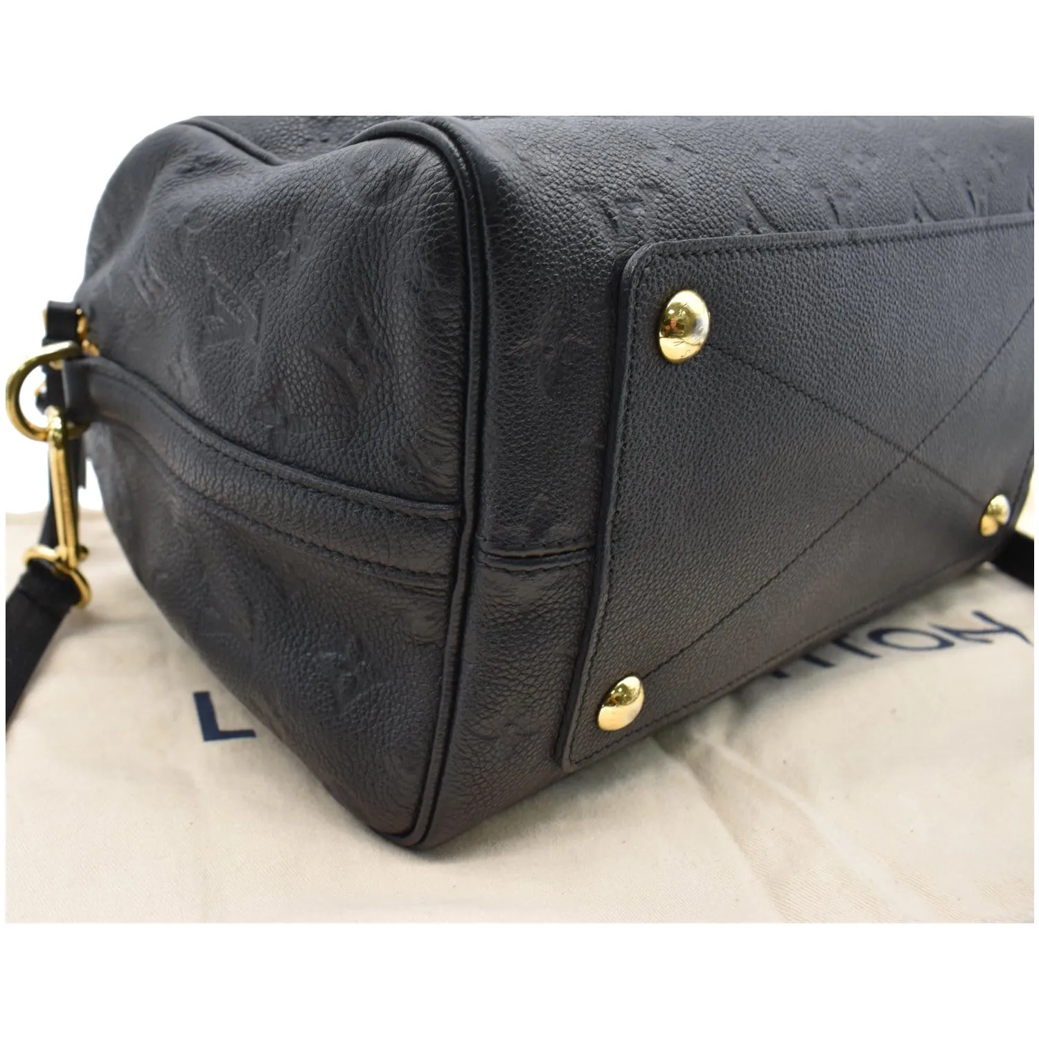 LOUIS VUITTON Speedy 30 Bandouliere Monogram Empreinte Leather Shoulder Bag Black