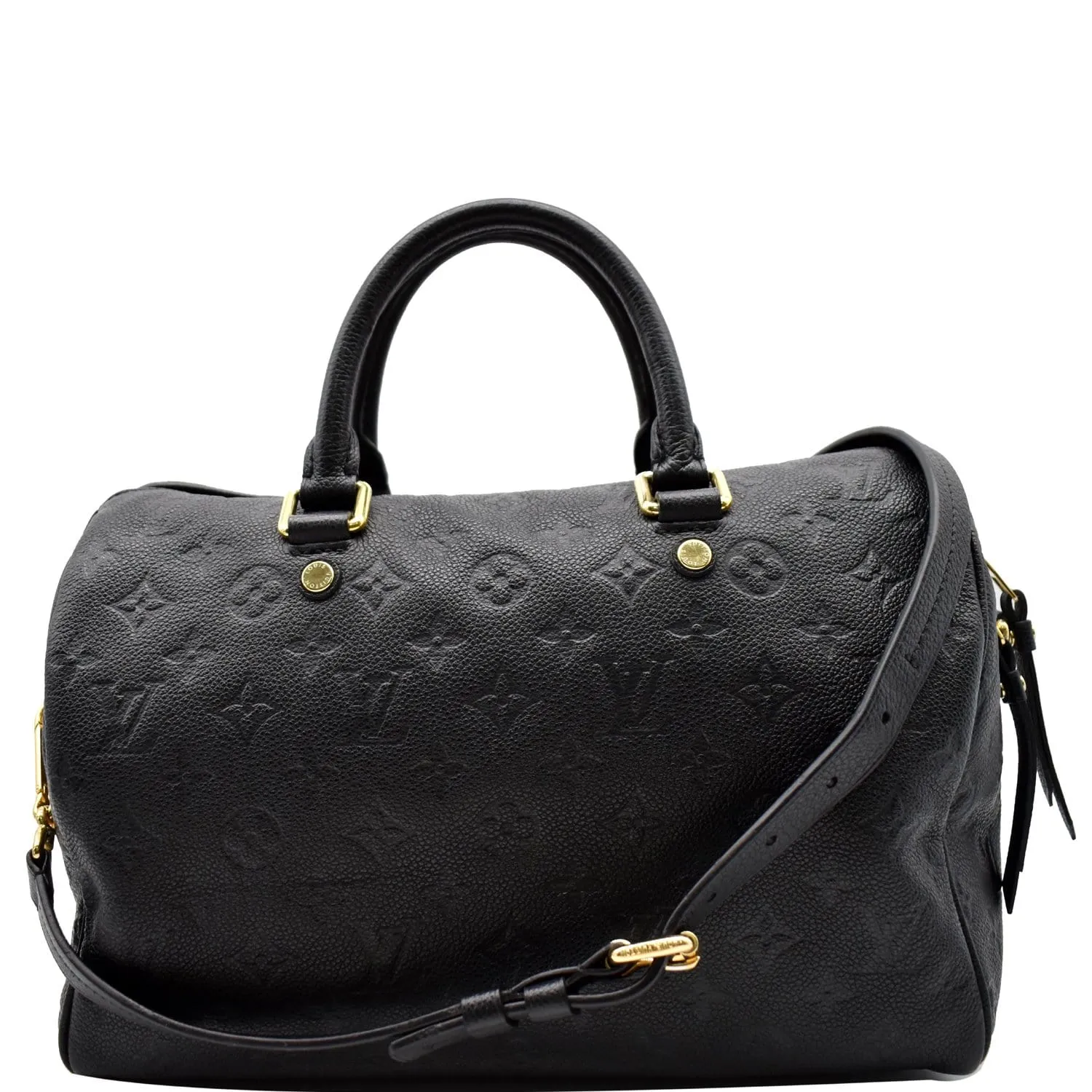LOUIS VUITTON Speedy 30 Bandouliere Monogram Empreinte Leather Shoulder Bag Black