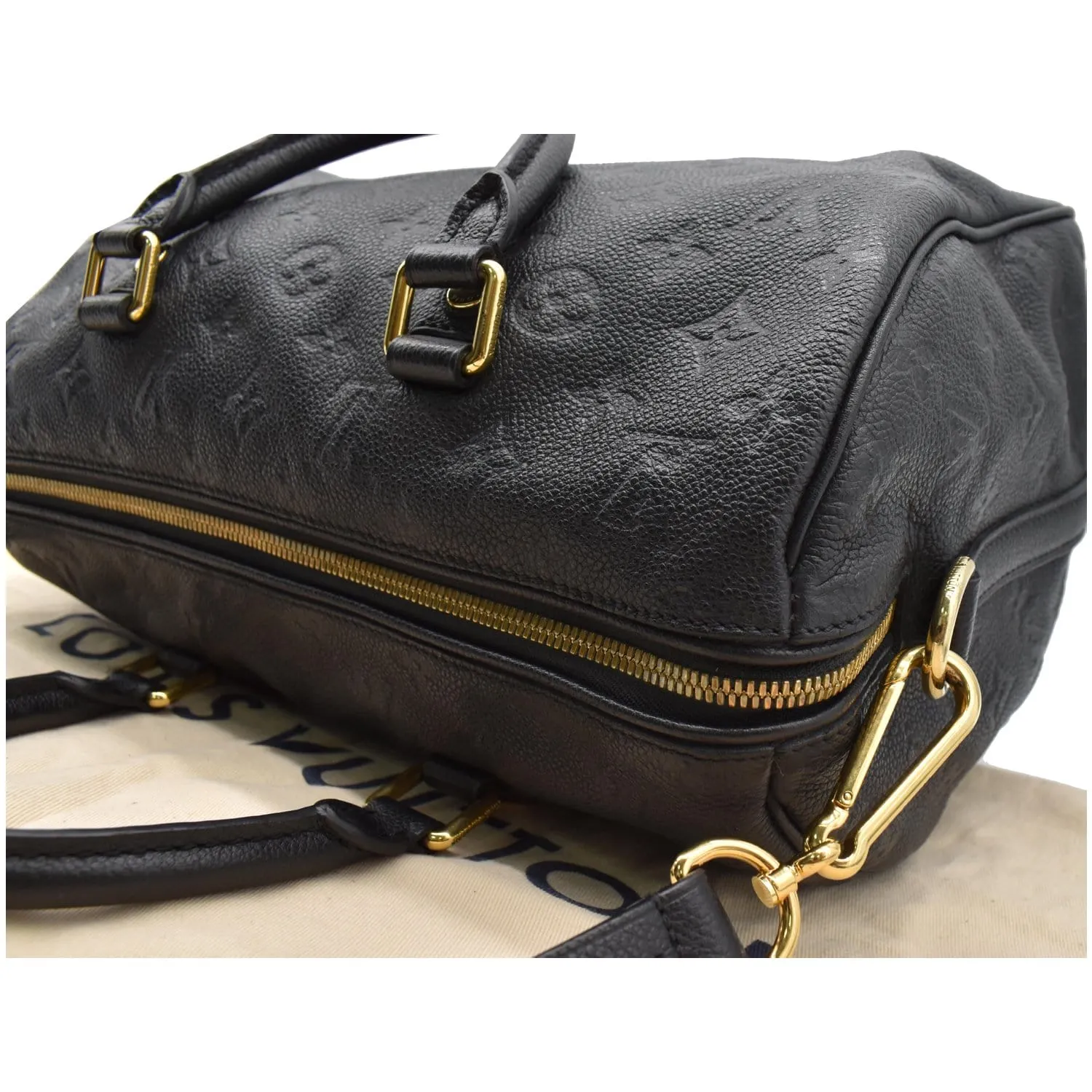 LOUIS VUITTON Speedy 30 Bandouliere Monogram Empreinte Leather Shoulder Bag Black