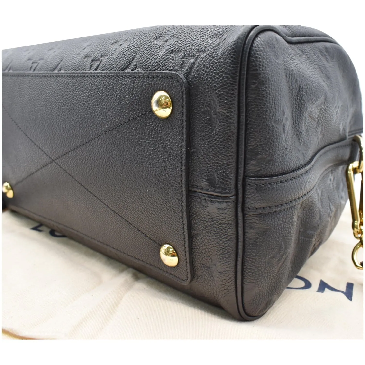 LOUIS VUITTON Speedy 30 Bandouliere Monogram Empreinte Leather Shoulder Bag Black