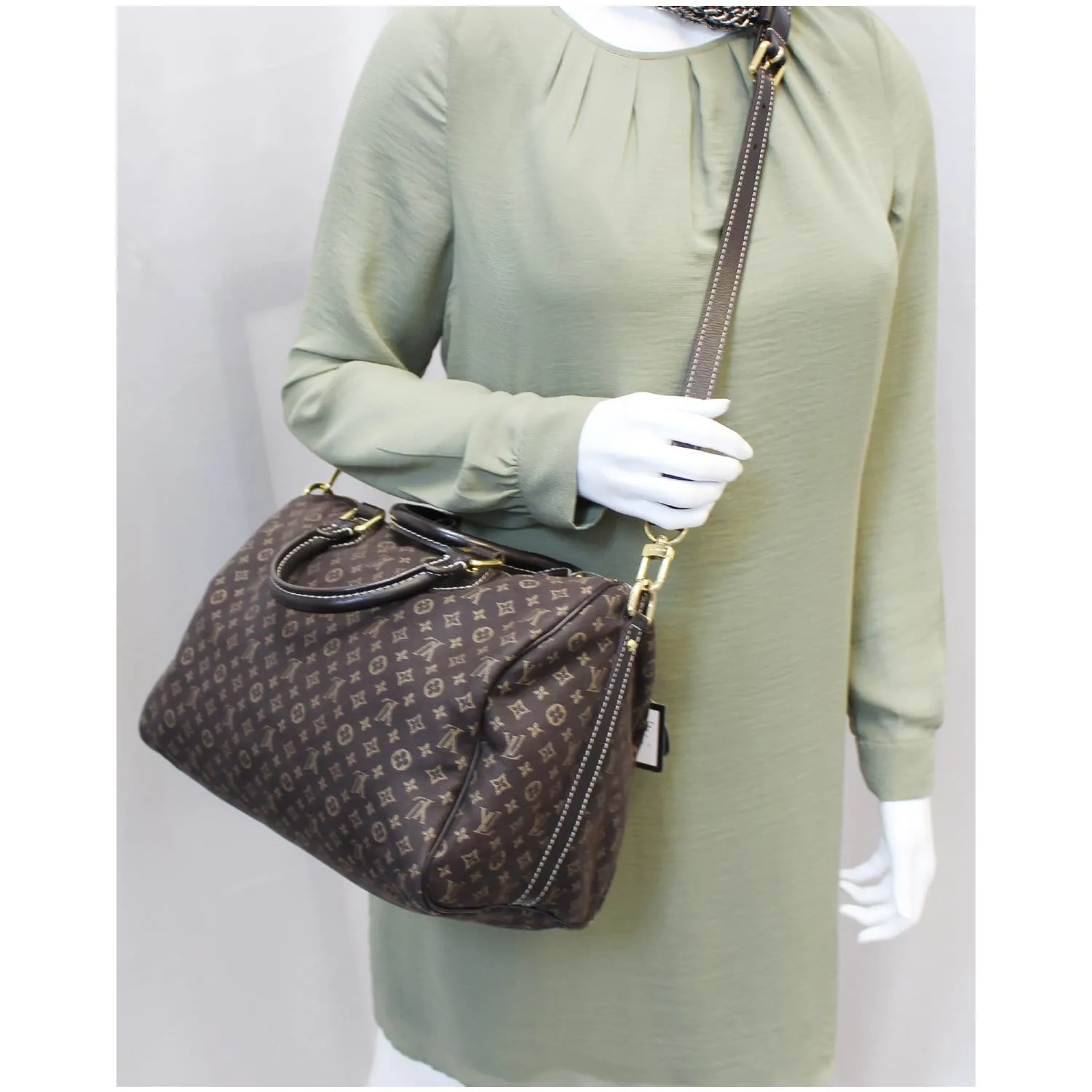 LOUIS VUITTON Speedy 30 Bandouliere Monogram Idylle Shoulder Bag Fusain