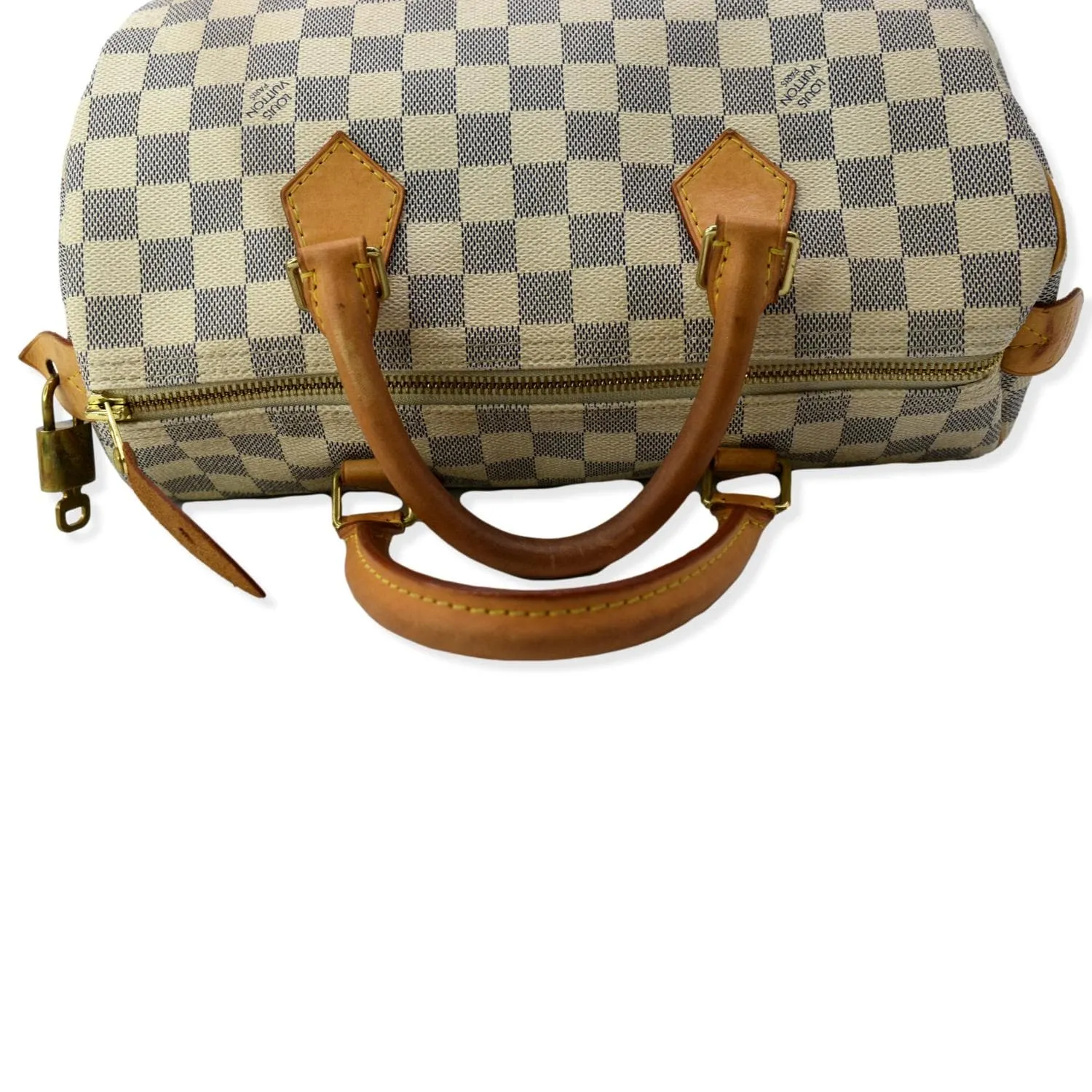 LOUIS VUITTON Speedy 30 Damier Azur Satchel Bag White