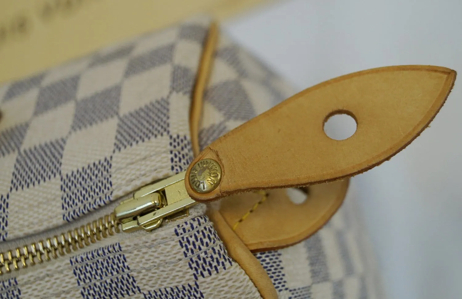 LOUIS VUITTON Speedy 30 Damier Azur White  Bag