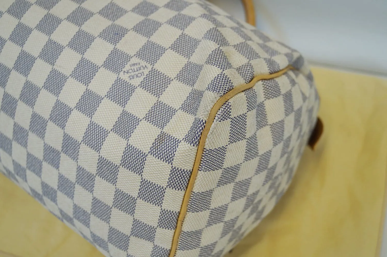 LOUIS VUITTON Speedy 30 Damier Azur White  Bag