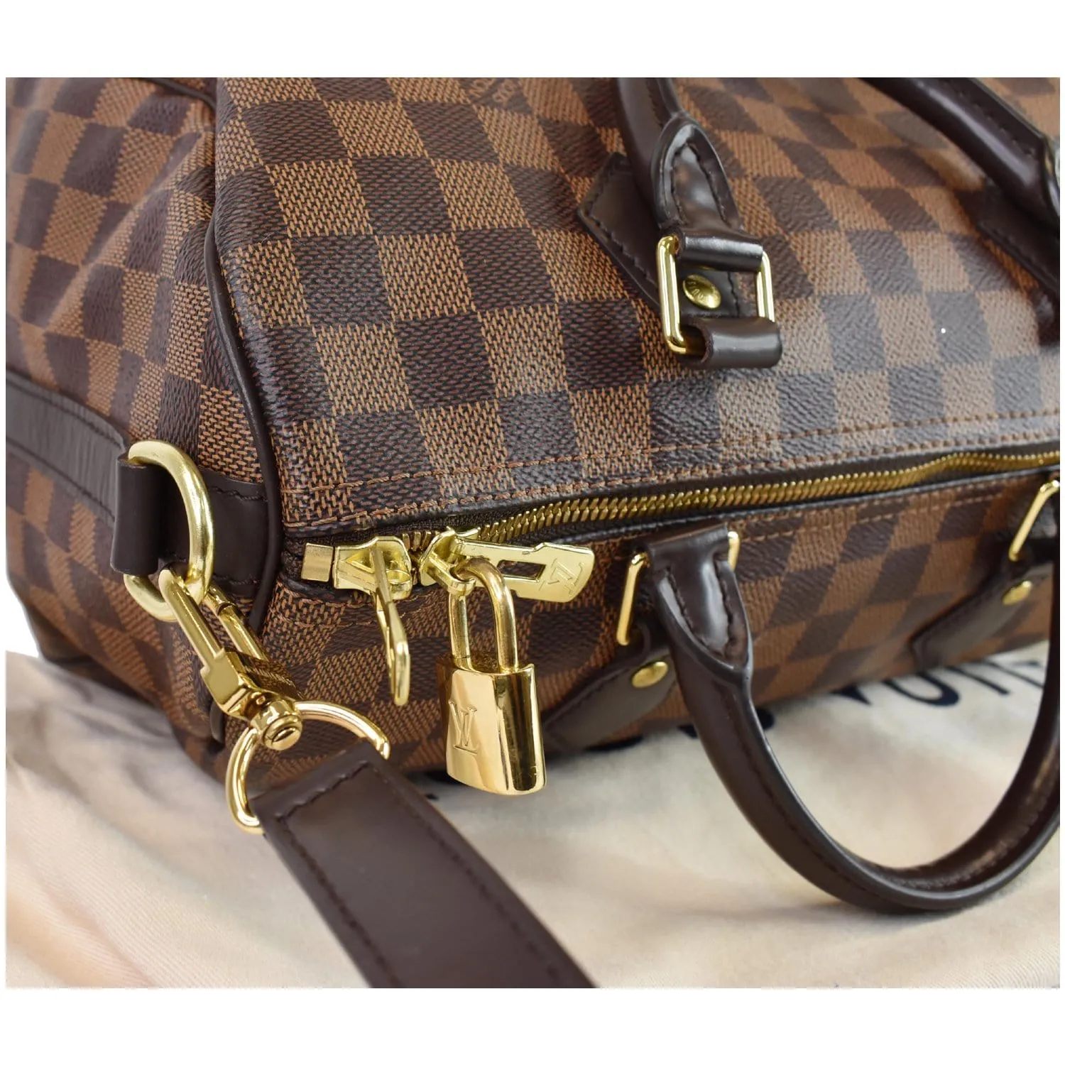 LOUIS VUITTON Speedy 30 Damier Ebene Shoulder Bag Brown