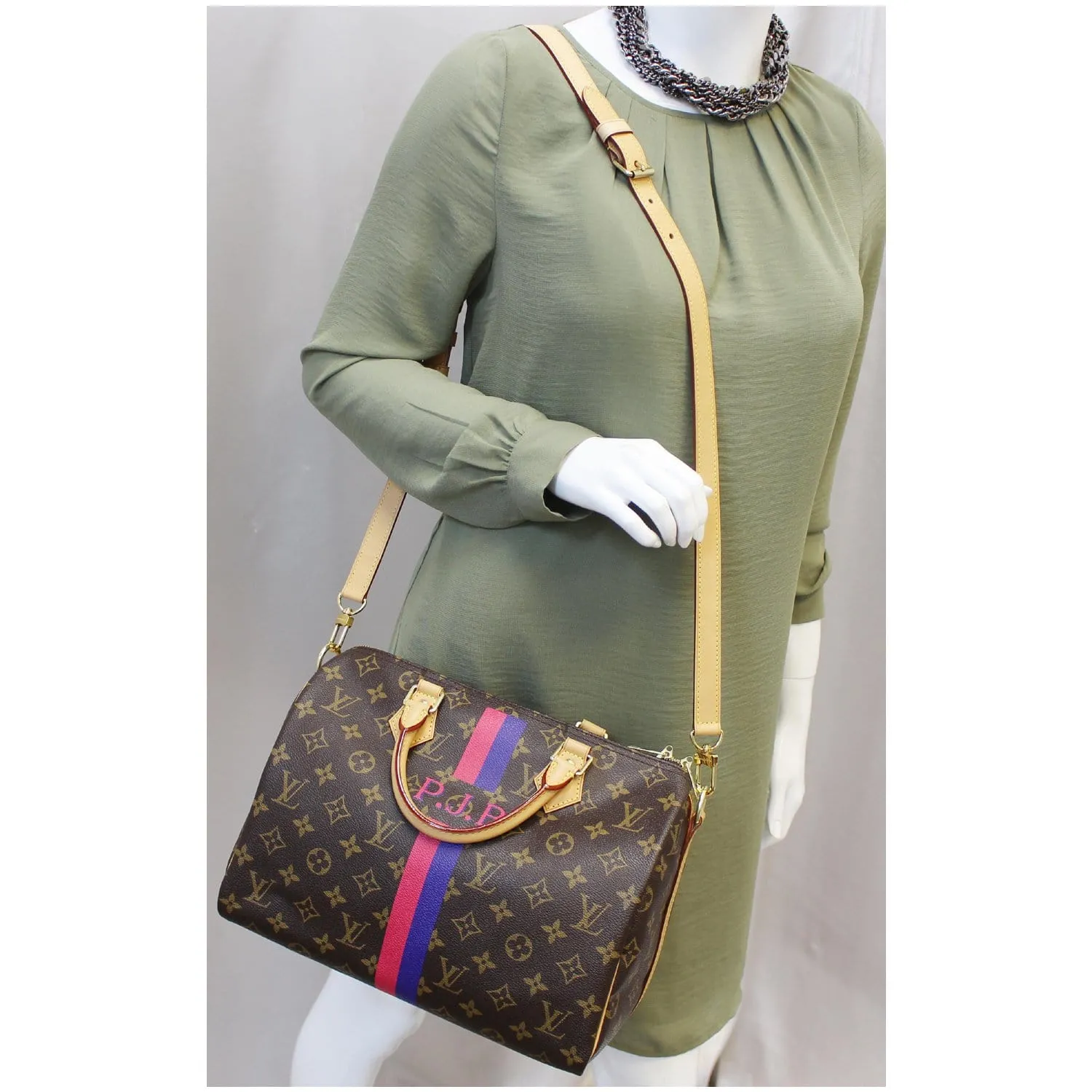 Louis Vuitton Speedy 30 Mon Bandouliere Monogram Canvas Shoulder Bag Brown