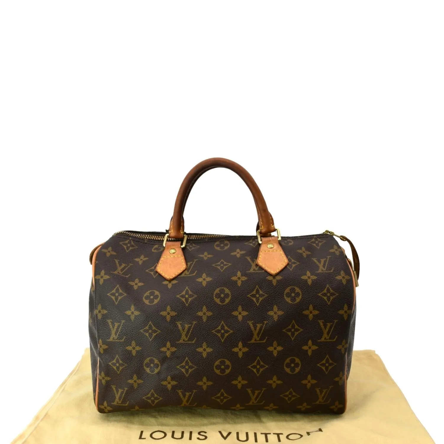 LOUIS VUITTON  Speedy 30 Monogram Canvas Satchel Bag Brown