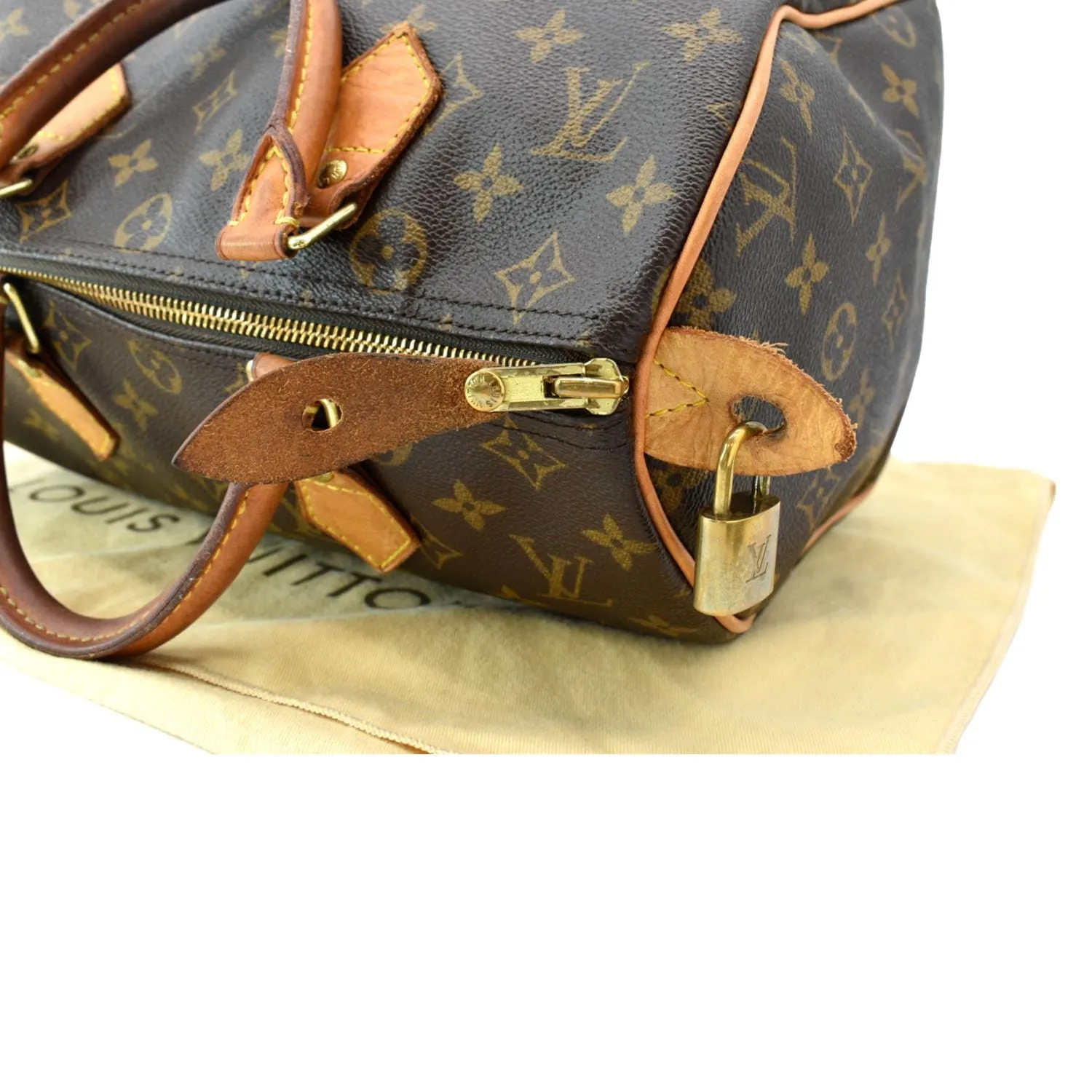 LOUIS VUITTON  Speedy 30 Monogram Canvas Satchel Bag Brown
