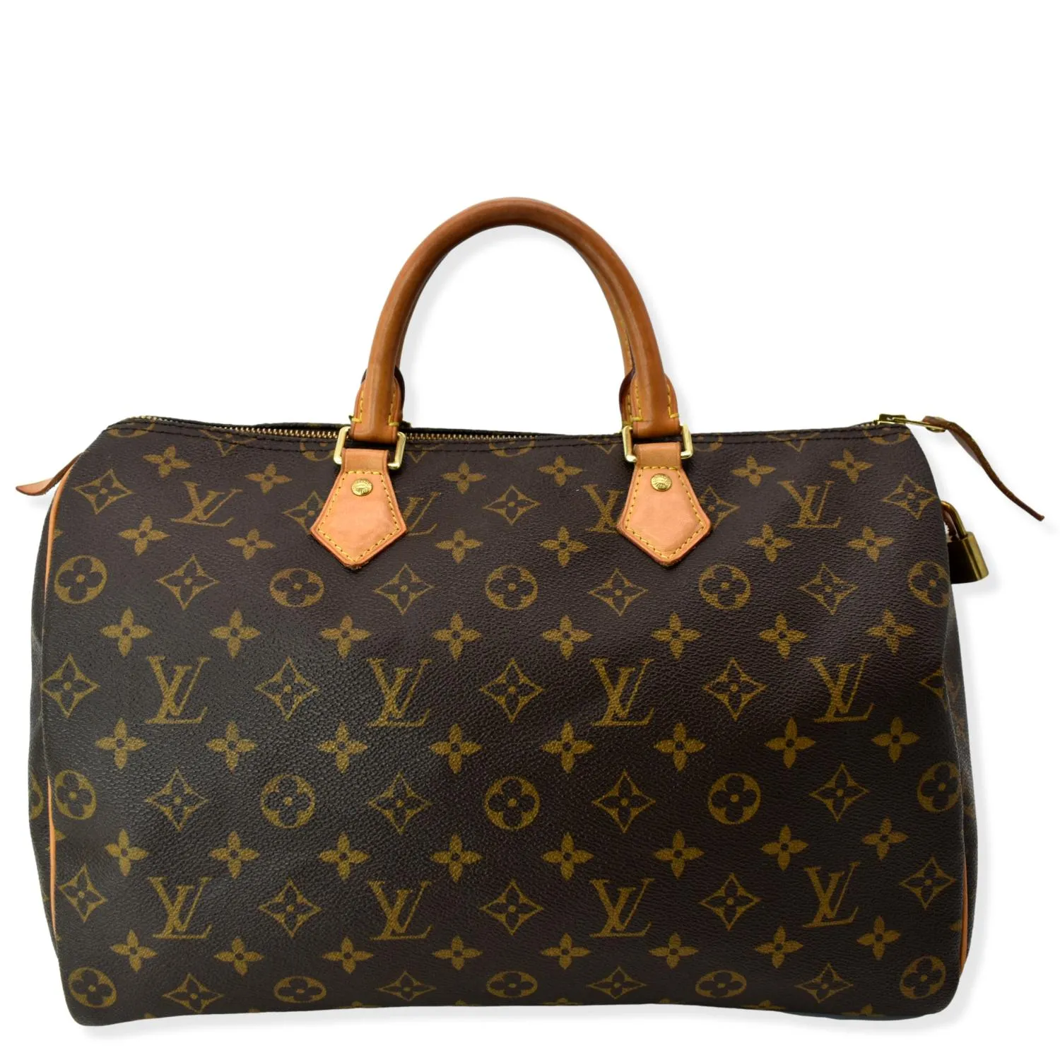 LOUIS VUITTON  Speedy 35 Monogram Canvas Satchel Bag Brown