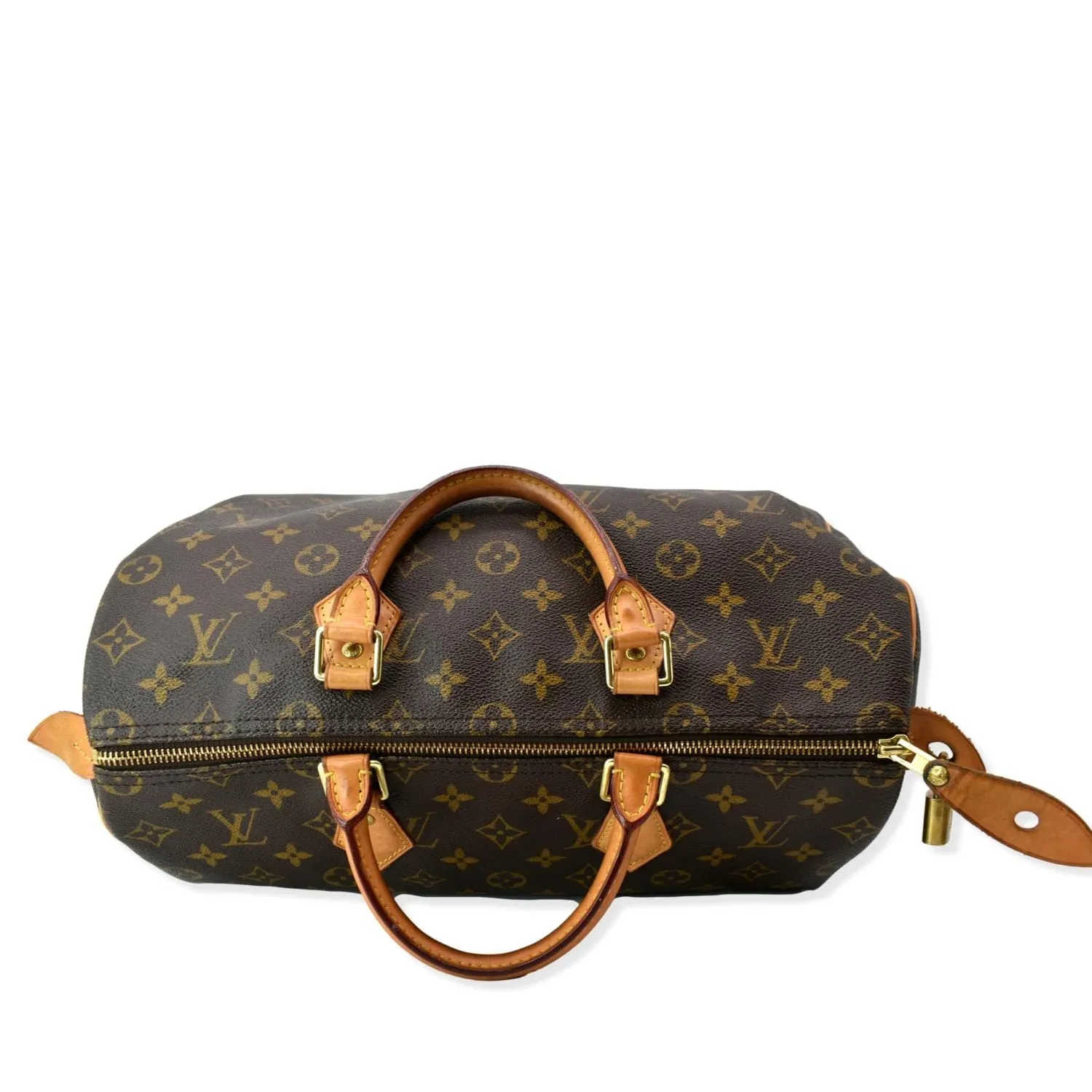 LOUIS VUITTON  Speedy 35 Monogram Canvas Satchel Bag Brown