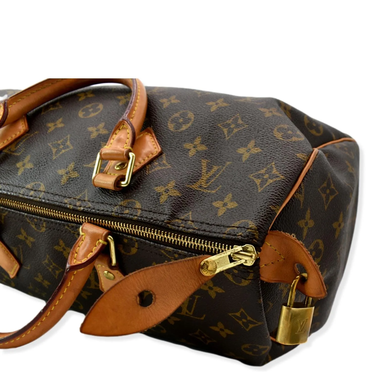 LOUIS VUITTON  Speedy 35 Monogram Canvas Satchel Bag Brown