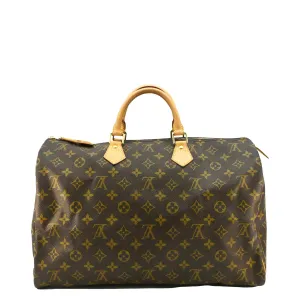 LOUIS VUITTON Speedy 40 Monogram Canvas Satchel Bag Brown