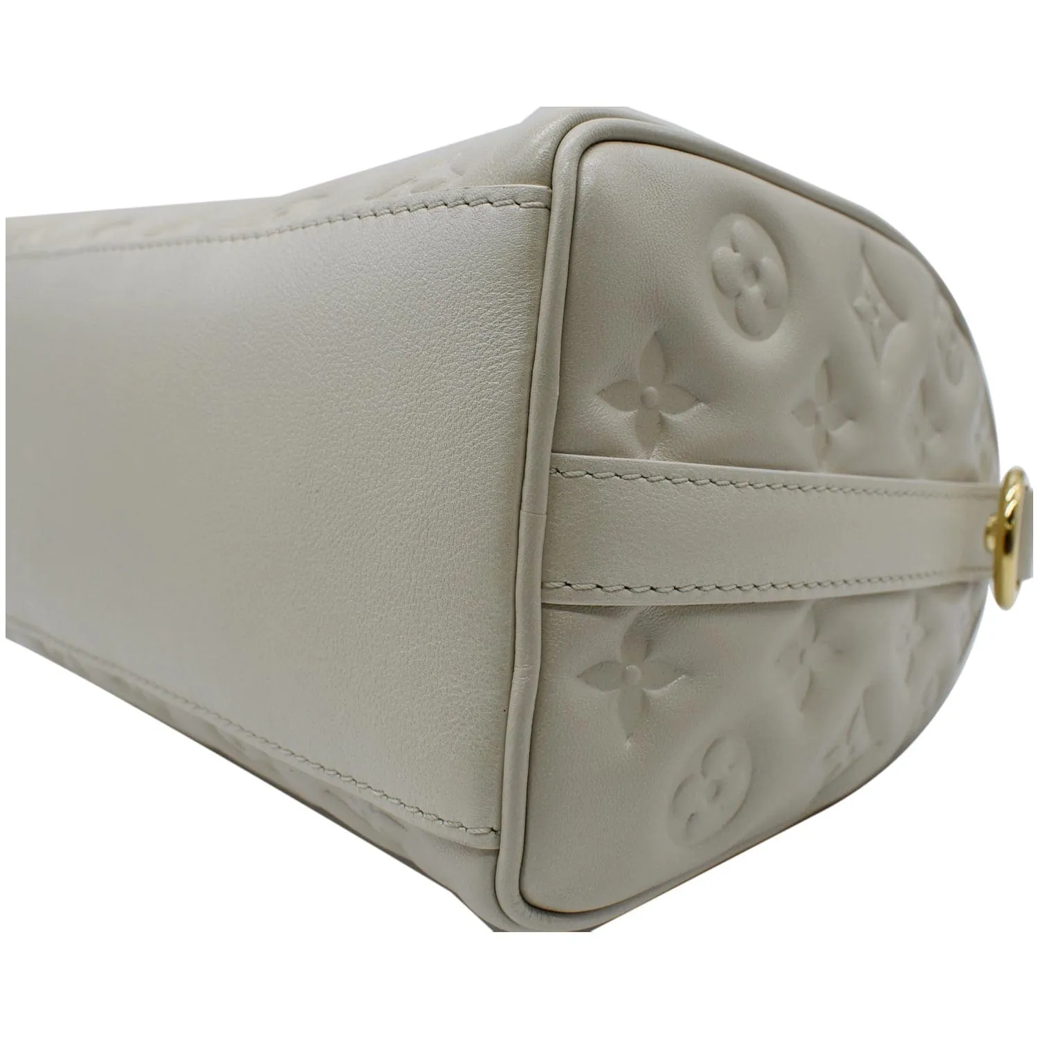 LOUIS VUITTON Speedy Limited Edition Bandouliere 22 Embossed Leather Shoulder Bag Ivory