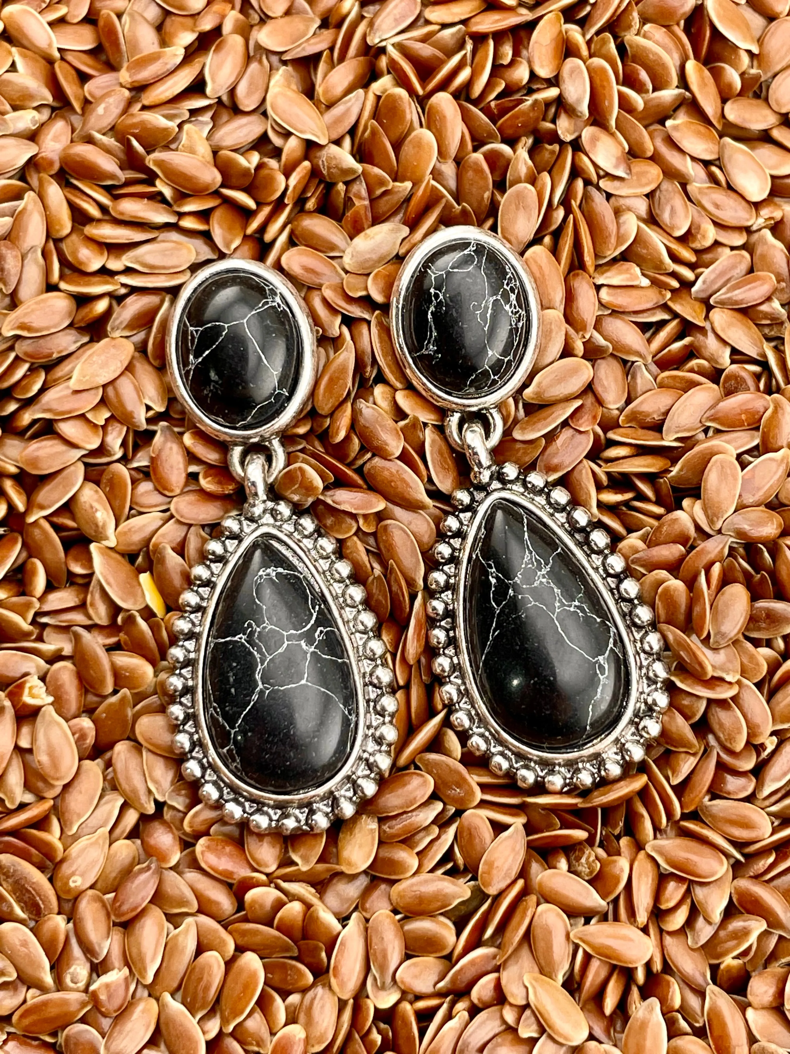 Marigot Double Stone Silver Post Earrings