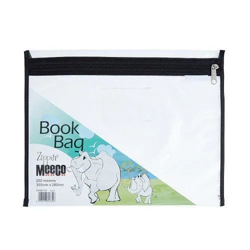 Meeco A4 Book Bag Clear Pvc With Zip Black
