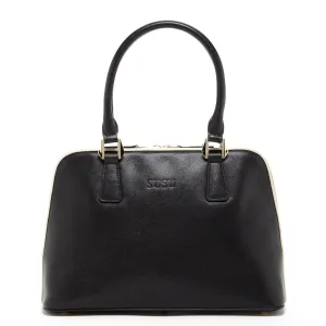 Melissa Saffiano Leather Satchel Bag Black