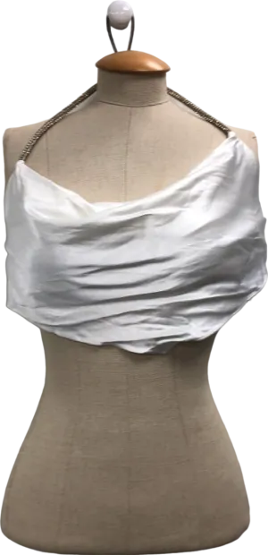 MESHKI White Draped Halter Top UK XS