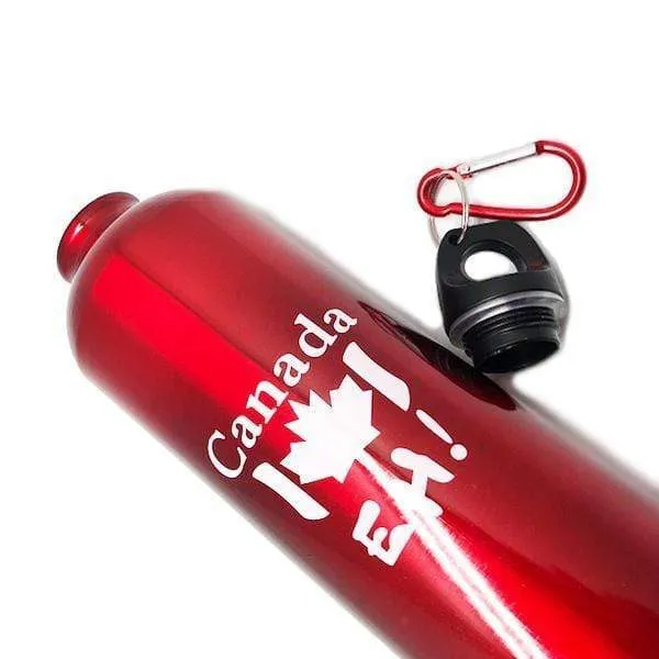 Metallic Finish Reusable Aluminium Water Bottle with Screw Cap and Carabiner - 2 Styles Available