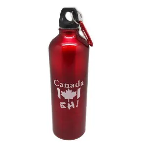 Metallic Finish Reusable Aluminium Water Bottle with Screw Cap and Carabiner - 2 Styles Available
