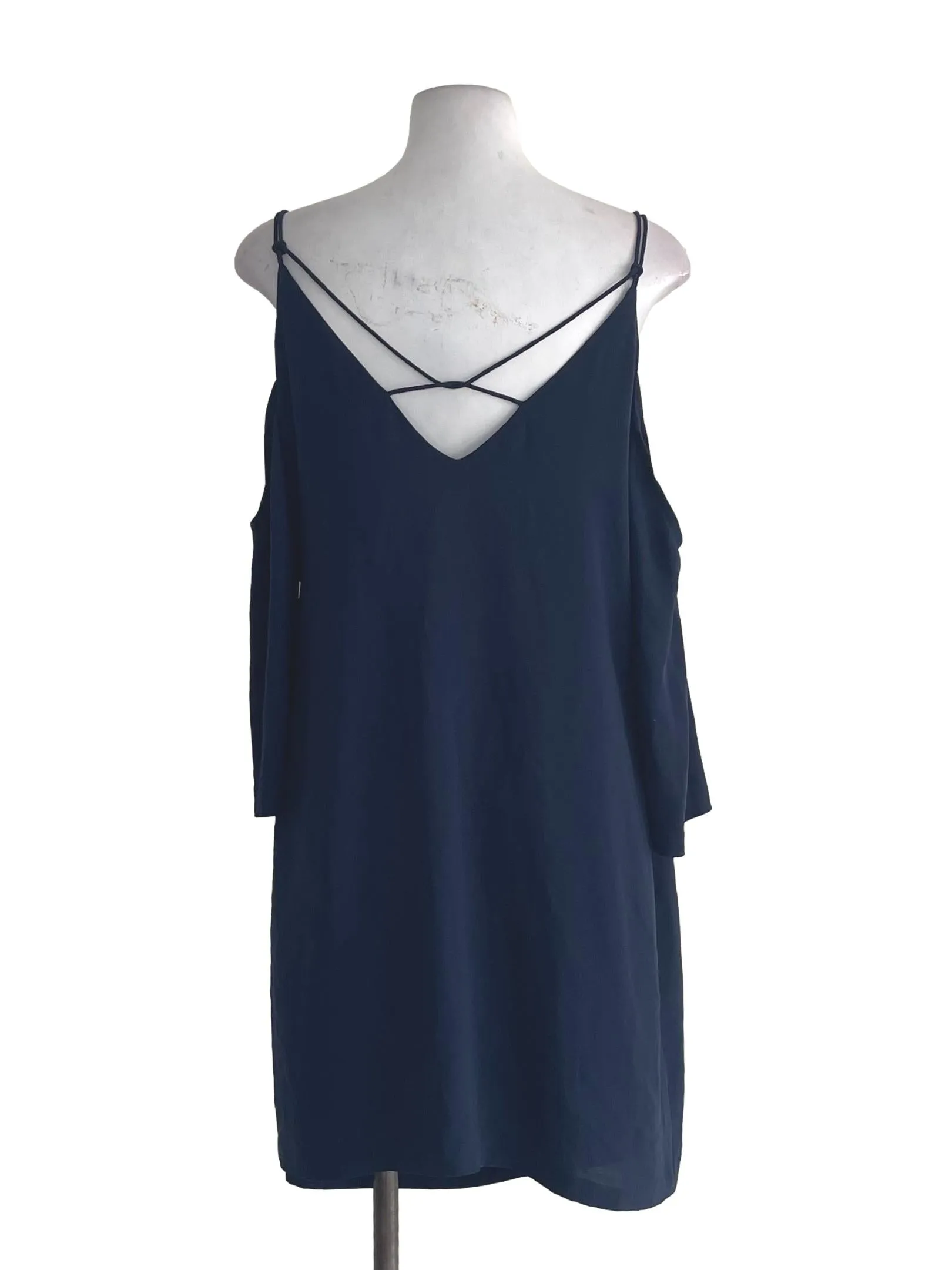 Midnight Blue Off Shoulder Wrap Dress