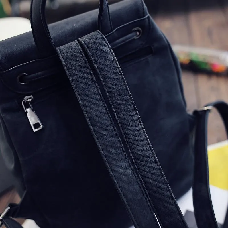 Minimalist Style Solid Color Buckle Up Adjustable Strap Backpack