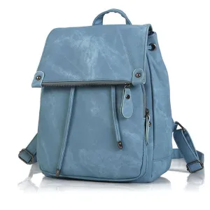 Minimalist Style Solid Color Buckle Up Adjustable Strap Backpack