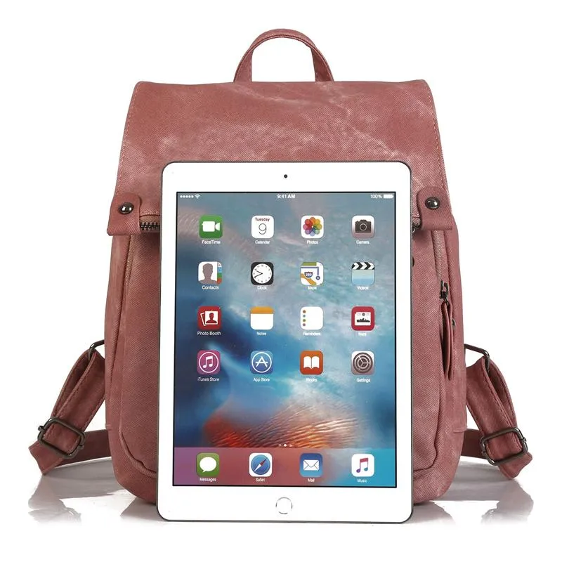 Minimalist Style Solid Color Buckle Up Adjustable Strap Backpack
