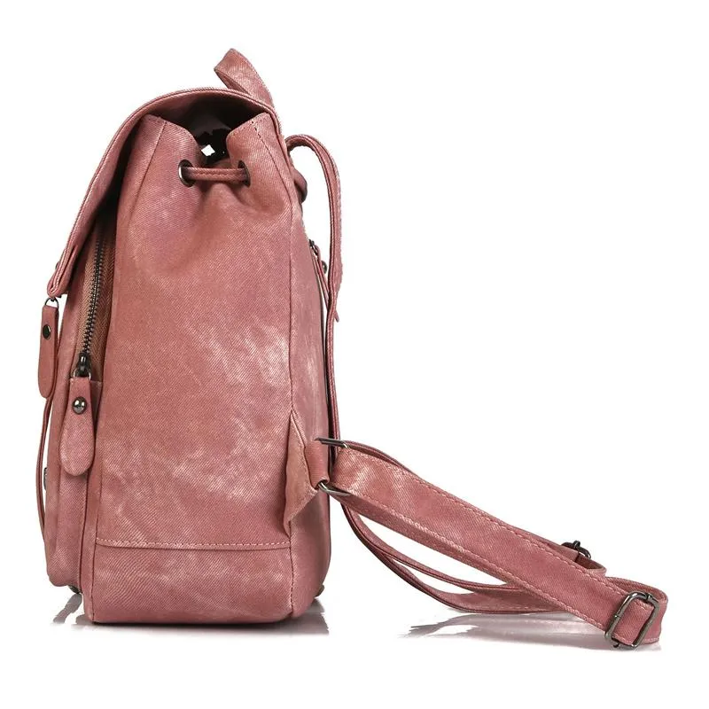 Minimalist Style Solid Color Buckle Up Adjustable Strap Backpack