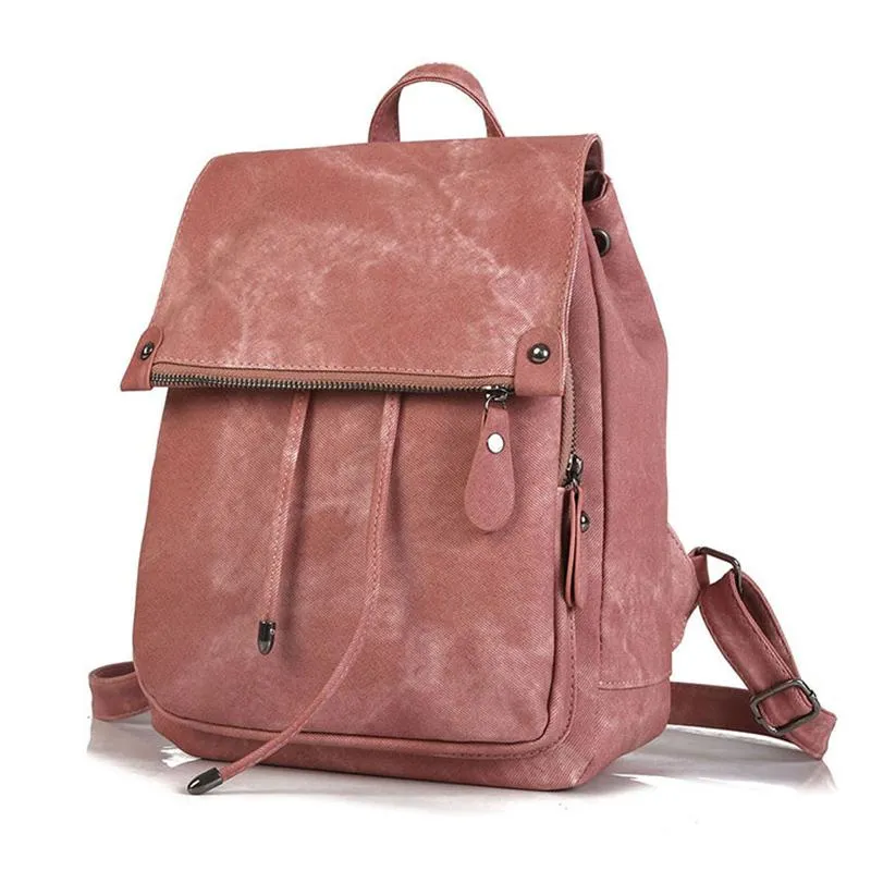 Minimalist Style Solid Color Buckle Up Adjustable Strap Backpack