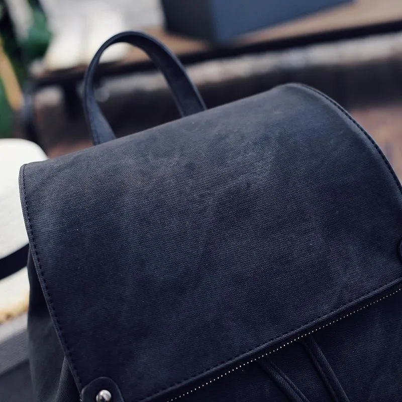 Minimalist Style Solid Color Buckle Up Adjustable Strap Backpack