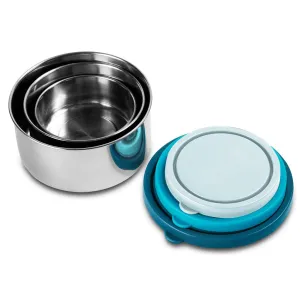MIRA Stainless Steel Lunch Box Food Storage Containers | BPA Free, Eco-Friendly & Reusable Snack Food Nesting Containers for Kids & Adults | Set of 3 (Multi Color)