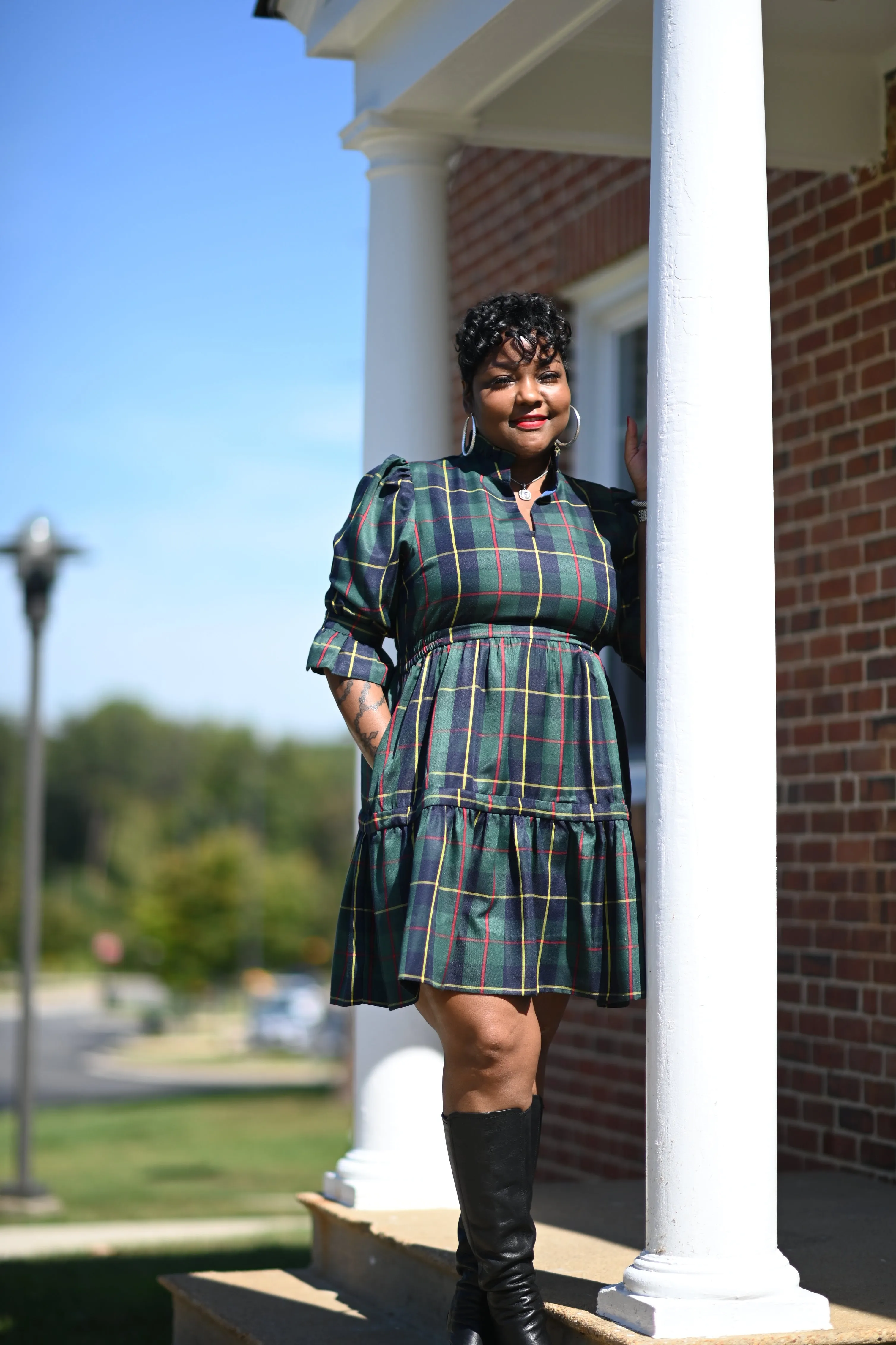 Miseducation Green Plaid Dress