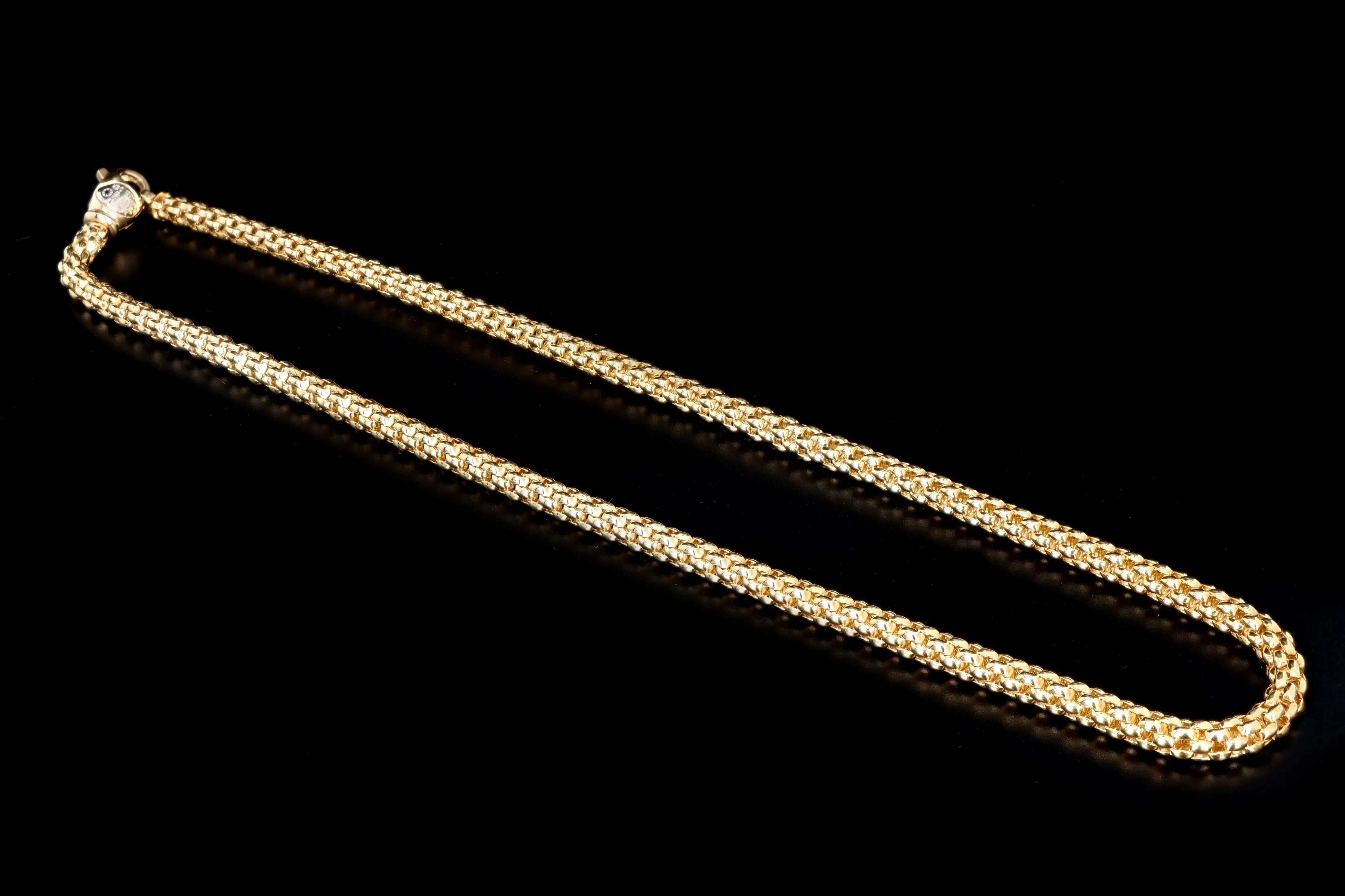Modern Fope 18K Yellow Gold Popcorn Chain Necklace