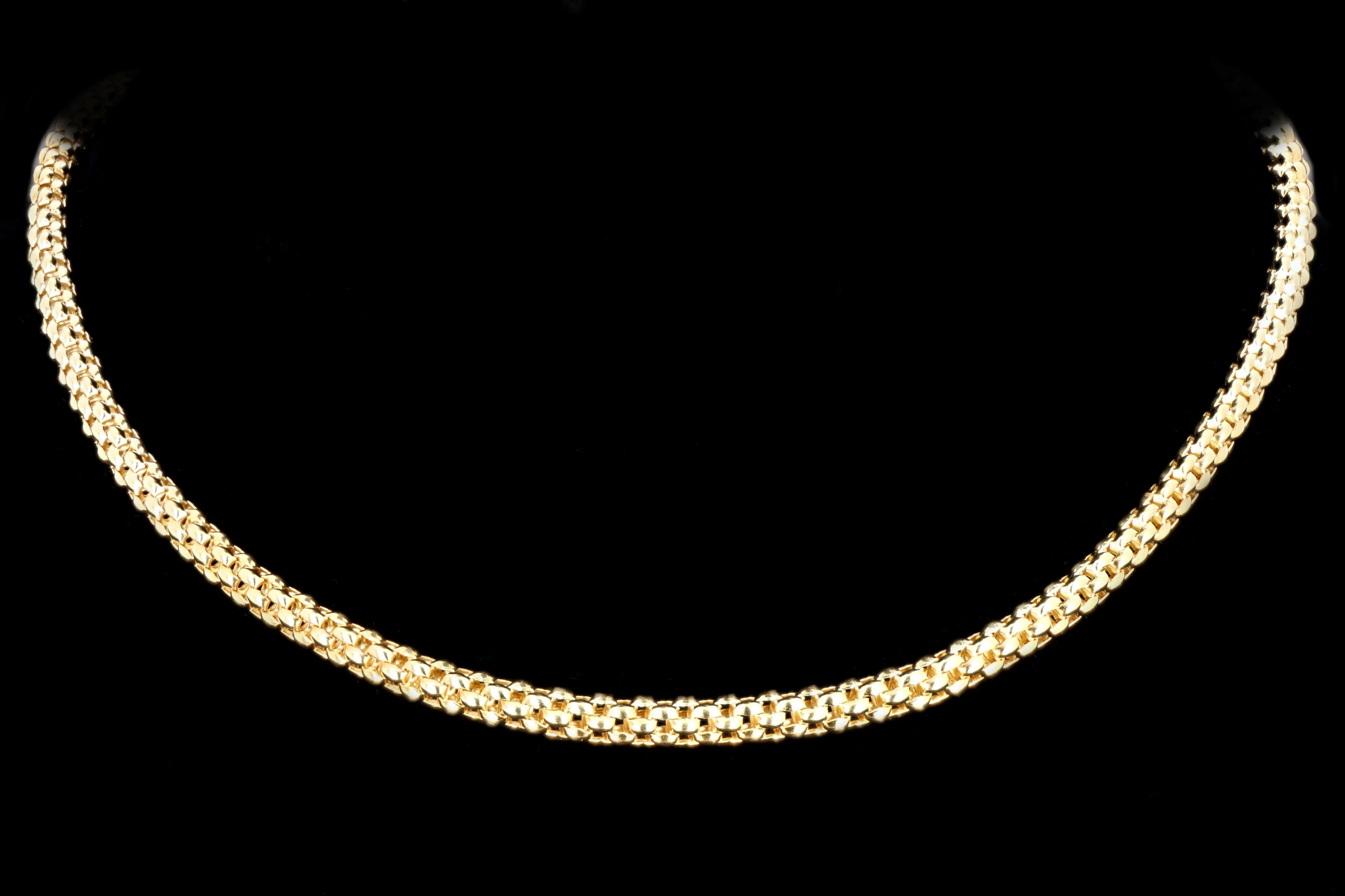 Modern Fope 18K Yellow Gold Popcorn Chain Necklace