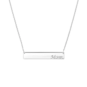 Mom Bar Necklace in Plated Sterling Silver